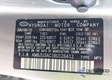 2011 Hyundai Tucson Gls z USA, uszkodzony, nr VIN KM8JU3AC1BU126412